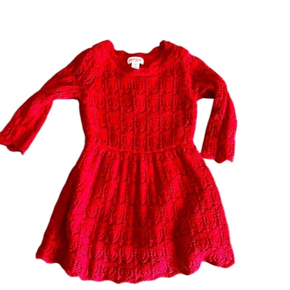 Cat &‎ Jack Toddler Red Knit Dress 12M Christmas Holiday Wear
